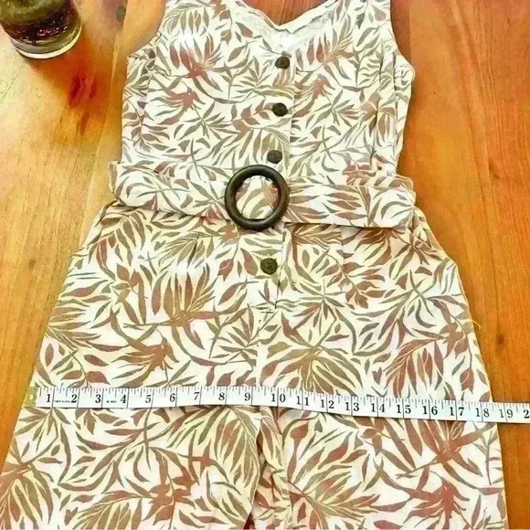 Monteau Los  Angeles Boho Tropical Pattern Sleeveless V Neck Wide Leg Romper - Picture 13 of 14